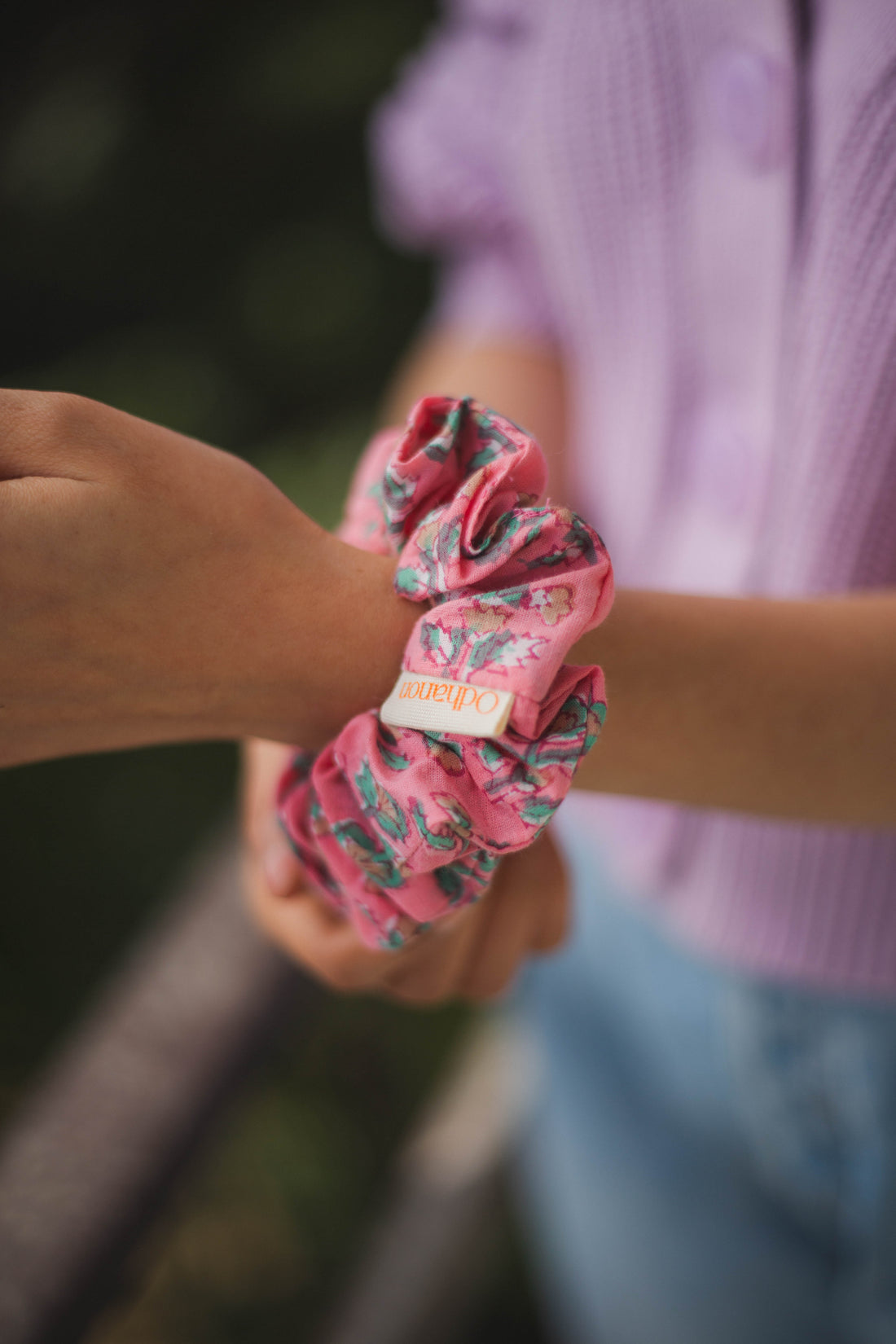 Hand Block Pink Butta Scrunchy