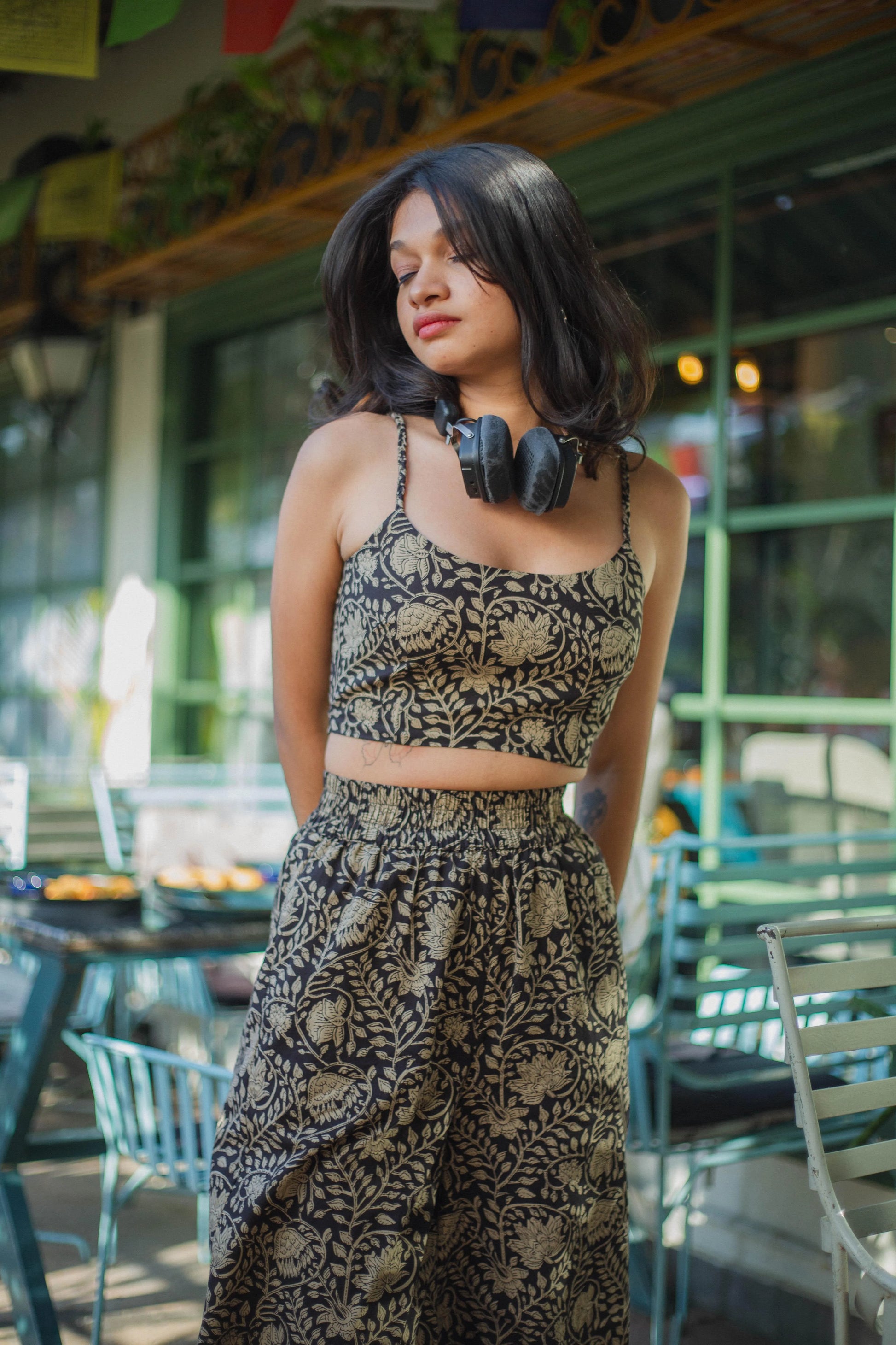 Green Floral Crop Top - Odhanon
