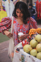 Floral Short Cotton Dress - Odhanon