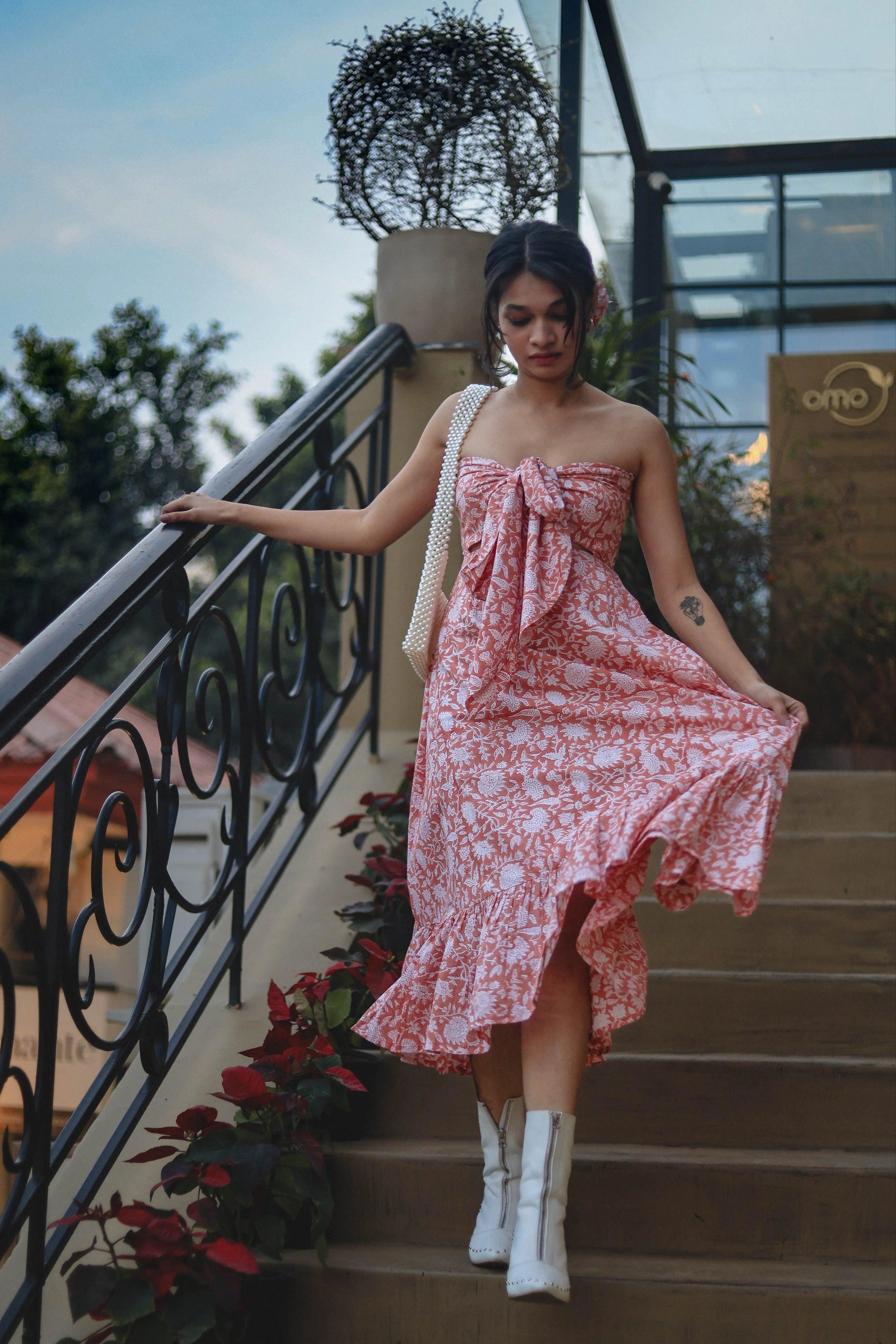 Peach Fuzz Bow Dress - Odhanon