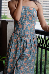 Grey Floral Corset Top