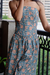 Grey Floral Corset Top