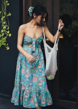 Green Florals Bow Dress