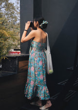 Green Florals Bow Dress