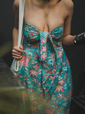 Green Florals Bow Dress - Odhanon