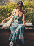 Green Florals Bow Dress - Odhanon