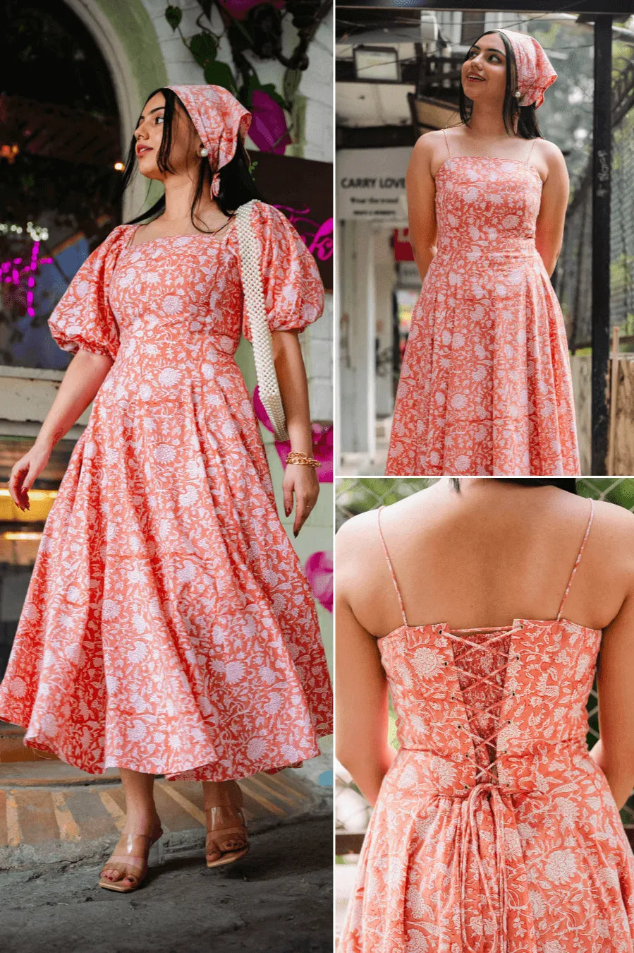 Black Floral Corset Dress - Odhanon
