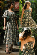 Peach Floral Corset Dress - Odhanon